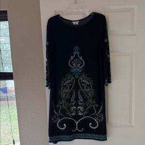 Chic Black and Green Long Sleeve Dress